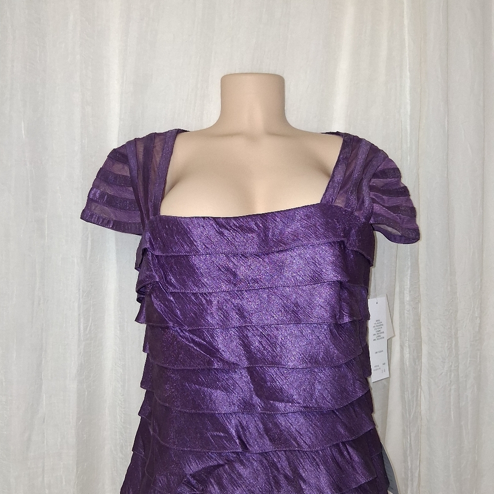 Adrianna Papell New Rich Purple Layered Mini Dress - Picture 10 of 16